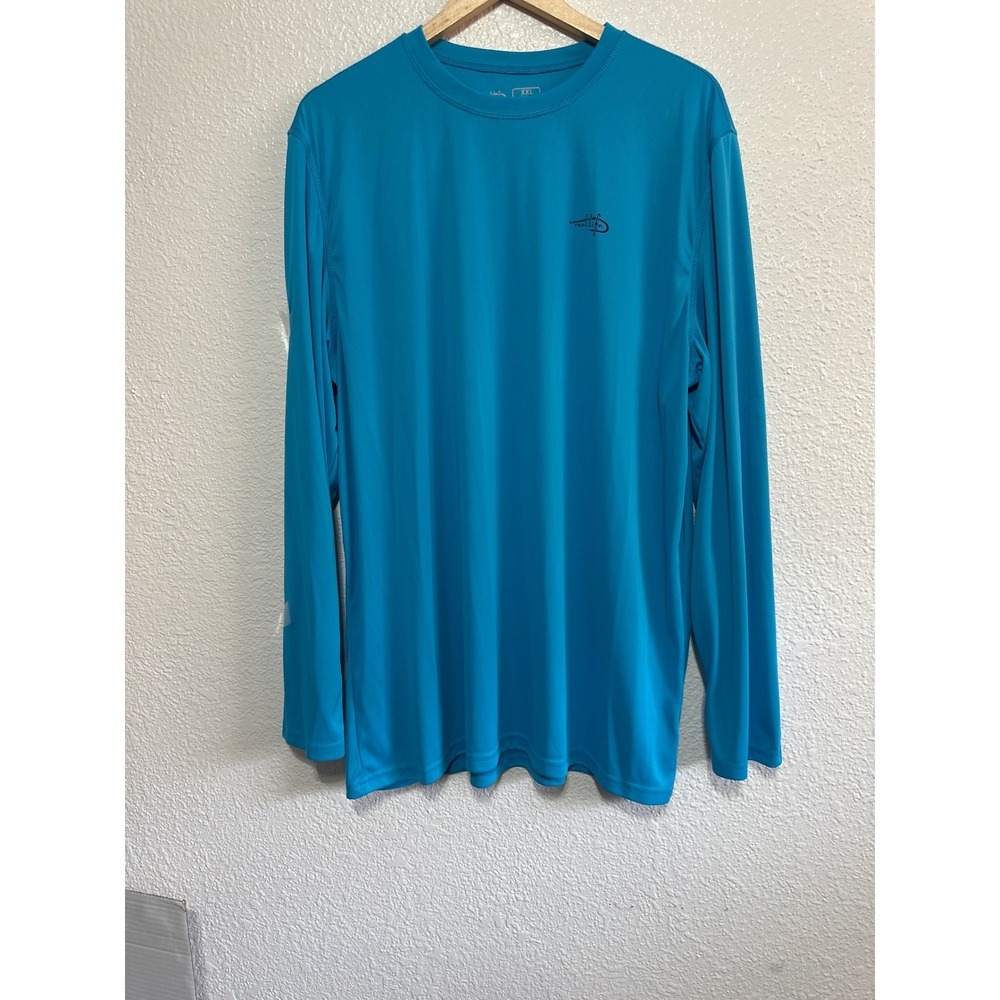Reel Life XXL Long Sleeve Fishing Shirt Blue Performance USA Flag Graphic